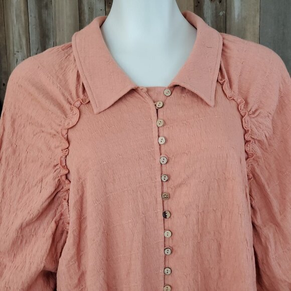 FP Beach Free People Tunic Top Size M Button Up Boho Long Flowy Dress oversized - Picture 3 of 7